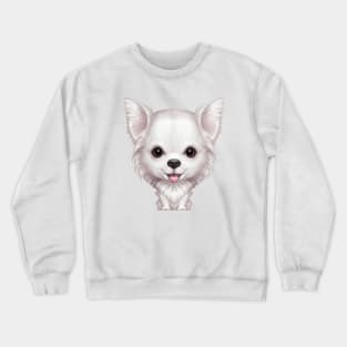 White Long Coat Chihuahua Dog Crewneck Sweatshirt